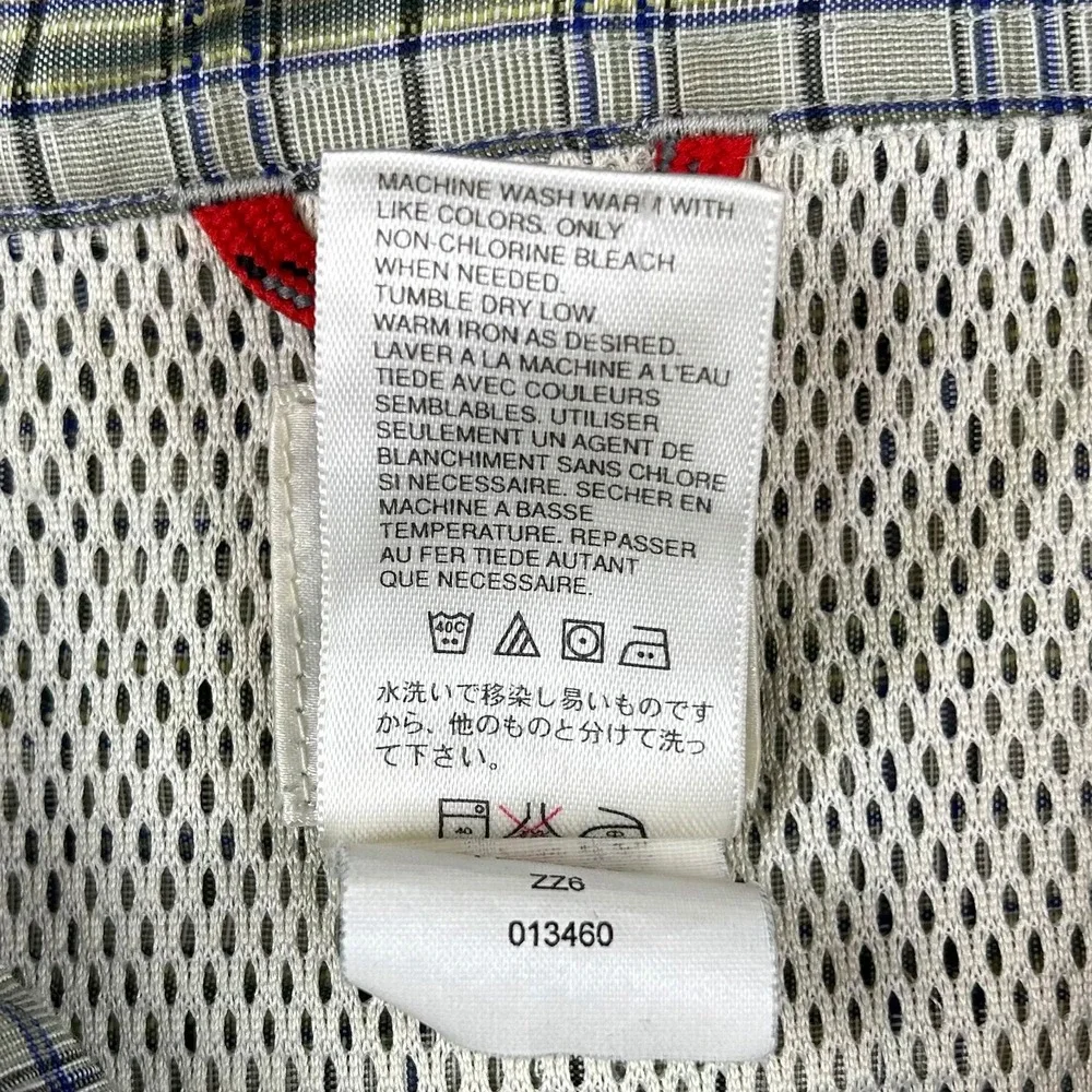 EUC The North Face Mens XL Plaid Short Sleeve Hiking Shirt Green Blue Button Up